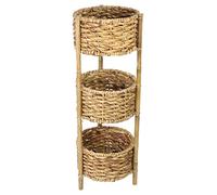 Dekoleidenschaft Etagère Panier avec 3 paniers en jacinzthe d'eau, Structure en Bambou, 90 cm de Haut, étagère de Salle de Bain, étagère de Cuisine, étagère d'appoint, étagère de Rangement