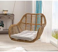 Dekoleidenschaft Fauteuil suspendu en rotin avec coussin, fauteuil en osier, balançoire suspendue, balançoire en rotin
