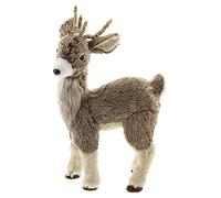 Dekoleidenschaft Figurine de renne avec fourrure synthétique, 49 cm de haut, animal décoratif, décoration de Noël debout, grande figurine décorative