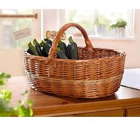 Dekoleidenschaft Grand panier à provisions, en osier naturel, panier de transport, panier à repasser, panier de pique-nique, panier de voiture