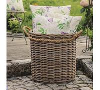 Dekoleidenschaft Grand panier en rotin tressé « Koboo-Grey » de 50 cm de haut, panier de rangement, panier à linge, panier à jouets, cache-pot rond