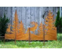Dekoleidenschaft Grand piquet de jardin cerf dans la forêt en métal avec rouille véritable, 120 x 85 cm, décoration de jardin pour l'extérieur