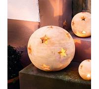 Dekoleidenschaft Grande boule en terre cuite - Étoiles - Diamètre : 30 cm - Boule de jardin - Photophore - Décoration de jardin pour l'extérieur - Bougeoir - Bougeoir