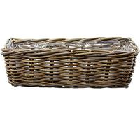 Dekoleidenschaft Koboo Jardinière en rotin gris 46 cm de long - Jardinière de balcon pour l'intérieur et l'extérieur - Bac à fleurs pour rebord de fenêtre - Panier tressé, bac à plantes rectangulaire