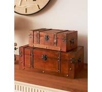 Dekoleidenschaft Lot de 2 coffres de rangement en bois marron de style colonial