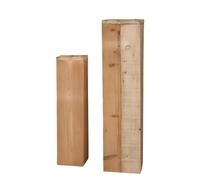 Dekoleidenschaft Lot de 2 colonnes décoratives rustiques en bois recyclé, 60 + 79 cm de haut, colonne en bois, piédestal, support de fleurs