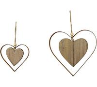 Dekoleidenschaft Lot de 2 décorations à suspendre en forme de cœur en métal aspect rouille et bois flotté, décoration de fenêtre, décoration de mariage, décoration murale