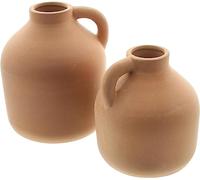 Dekoleidenschaft Lot de 2 vases en terre cuite avec anse - Vase décoratif pour fleurs séchées