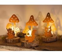 Dekoleidenschaft Lot de 3 photophores d'automne en métal aspect rouille, 13 cm de haut, bougeoir, décoration de table, photophore