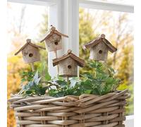 Dekoleidenschaft Lot de 4 piquets décoratifs en bois naturel pour couronne de l'Avent, arrangement et pot de fleurs, piquet de fleurs