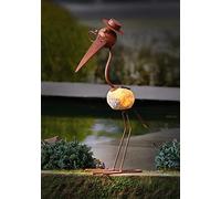 Dekoleidenschaft Oiseau Solaire LED Professeur en métal Aspect Rouille, Figurine décorative avec éclairage, décoration de Jardin, décoration de Jardin pour l'extérieur résistant aux intempéries