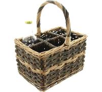 Dekoleidenschaft Panier à bouteilles en osier naturel clair et foncé, pour 6 bouteilles, porte-bouteilles, porte-gobelets, panier à boissons, beige/marron, Naturel