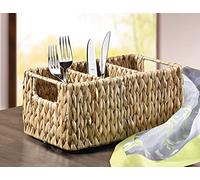 Dekoleidenschaft Panier à couverts naturel en jacinthe d'eau, porte-ustensiles de cuisine, porte-couverts