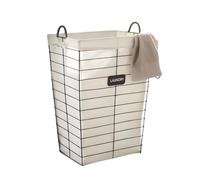 Dekoleidenschaft Panier à linge Rangement Buanderie « Laundry » en métal noir mat, avec insert en toile, 61 cm de haut
