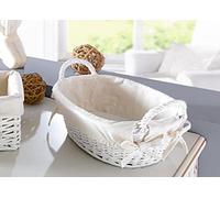 Dekoleidenschaft Panier ovale en osier blanc avec doublure en textile de couleur crème
