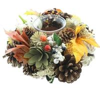 Dekoleidenschaft Photophore d'automne - Petite Couronne décorative colorée - Diamètre : 19 cm - Couronne de Table avec photophore en Verre - Couronne d'automne