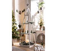 Dekoleidenschaft Pyramide décorative en bois blanc shabby blanc avec 4 niveaux, 175 cm de haut, étagère de salon, étagère sur pied, alternative au sapin de Noël