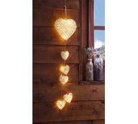 Dekoleidenschaft Suspension décorative avec 6 cœurs en Blanc avec éclairage LED, décoration Murale, décoration Lumineuse, décoration Suspendue