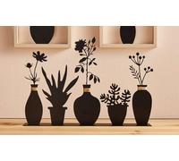 Dekoleidenschaft Tableau décoratif avec vases en métal, noir mat, 40 cm de large, figurine décorative de table, décoration en métal