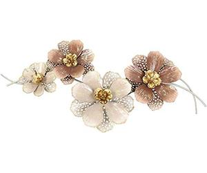 Dekoleidenschaft Tableau mural 3D - Fleurs en métal - 112 x 52 cm - Différentes nuances de rose - Décoration murale - Objet de décoration