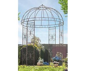 Dekoleidenschaft Tonnelle en métal « Romance » de style antique, 2 x 3 m, décoration de jardin vintage, décoration extérieure rétro, pavillon de jardin, pergola, tonnelle