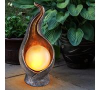 Lampe solaire lampe solaire lampe d'extérieur lampe de jardin lampe d'extérieur zone d'entrée, IP44 anti-éclaboussures optique de flamme argent or, 36x LED 0,06W blanc chaud, HxLxP 26,5x12x11 cm