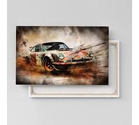 Dekomundo Affiche de voiture Porsche 911, toile murale ou tableau avec cadre, 40x60 cm, Tableau sur toile