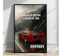 Dekomundo Ferrari F40 Poster de voiture de course Légende Tableau mural tendance à encadrer 30 x 40 cm