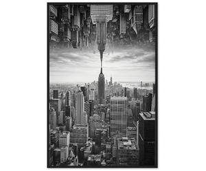 Dekomundo New York City Poster Surréaliste en noir et blanc à encadrer - Tableau mural moderne et exclusif 50 x 70 cm