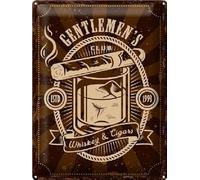 DekoNo7 Plaque en tôle 30 x 40 cm Gentlemen`s Club Whiskey & Cigars