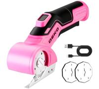 DEKOPRO Ciseaux Electrique Rotatif Couture: 3.7V Ciseaux Électrique sans Fil avec 2 Lames, Coupe Carton Puissant, pour Tissu, Cuir, Tapis, Plastique, DIY & Couture