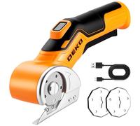 DEKOPRO Ciseaux Electrique Tissu Couture 3.7V - Ciseaux Électrique sans Fil avec 2 Lames, Jaune Coupe Carton Puissant, pour Tissu, Cuir, Tapis, Plastique, DIY & Couture