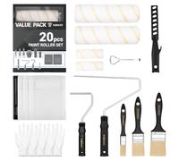DEKOPRO Kit Rouleau Peinture 20 Pièces Bacs Pinceaux Mur Intérieur