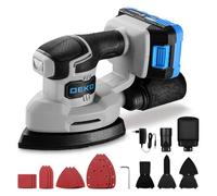 DEKOPRO Ponceuse Delta Sans Fil 20V: Ponceuse Triangulaire - Ponceuse Electrique 13000 RPM, Muni D'un Dépoussiéreur, 15 Papiers Verre - Idéale Pour Ponçage, Polissage et Travail Du Bois - Bleu