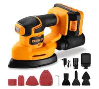 DEKOPRO Ponceuse Delta Sans Fil 20V: Ponceuse Triangulaire - Ponceuse Electrique 13000 RPM, Muni D'un Dépoussiéreur, 15 Papiers Verre - Idéale Pour Ponçage, Polissage et Travail Du Bois - Jaune