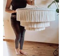 DEKOQ Lustres, Bohême Gland Suspension, 3 Lumières Fringe Lustre Plafonnier Fait Main, Boho Luminaire Franges De Coton Plafonnier Couleur Blanc Crémeux…