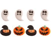 dekora 12 Decorations en sucre Halloween 2D - Sorcière, fantôme, citrouille comestibles pour gâteaux, cupcakes et biscuits (Lot de 2)