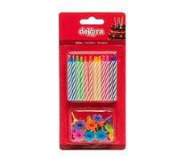 Dekora - 345309 Lot de 24 Bougies d'anniversaire Cire Multicolore