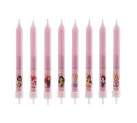 Dekora Bougies bâtonnet 346175 Princesses – Lot de 8, cire rose 8 x 8 x 12 cm