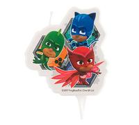 Dekora - 346204 PJ MASKS Bougie Figurine 2D, Cire, Multicolore, 5 x 2 x 8 cm