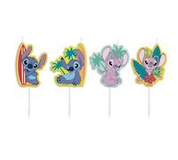 Dekora Design – Bougies d'anniversaire Stitch Angel – 4 pièces – pour gâteaux – style hawaïen