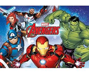 Dekora -Avengers - Papier Comestible pour Gâteau d' Anniversaire - Décoration pour Gâteau en Feuille d’Azyme - A5