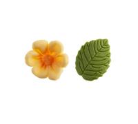 Dekora Design – Boîte 8 fleurs jaunes & 5 feuilles vertes en sucre – Décor comestible pour gâteaux