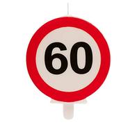 Dekora Originale Anniversaire-Panneau Interdit pour Decoration de Gateaux, Bougie 60 Ans, 345402, Multicouleur, Moyen