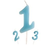 dekora - Bougie Anniversaire Chiffre 1 Bleu Bébé 5,5 cm pour Gâteau