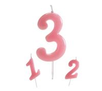dekora - Bougies Anniversaire Numéros Comic Rose | Bougie Numéro 3