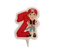 dekora - Bougie Anniversaire Pirate Nº2 7 cm pour Gâteaux Enfants | Bougie anniversaire chiffre avec Cire sans parfum, Décoration pour gâteau apte au contact alimentaire