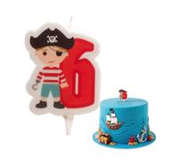 Dekora Design Bougie d'anniversaire Pirate 2D pour gâteau Chiffre 6
