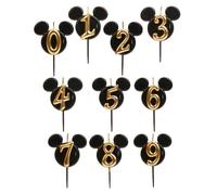 DEKORA Bougie chiffre Mickey Mouse 1 - Noir et doré, base tête de Mickey