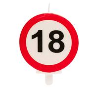 Dekora - Bougie d'Anniversaire avec le Signe d'Interdiction pour la Décoration de Gâteaux - Numéro 18, Multicouleur